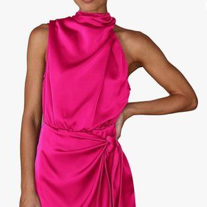 NWT PRETTYGARDEN Women's Summer Satin Dress Sleeveless Short Formal Dress